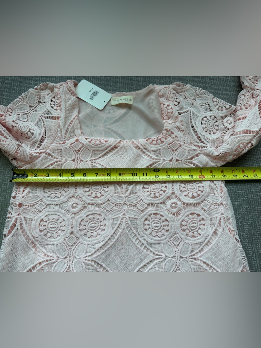 The Nines Blush Pink Lace Crochet Square Neck Top Size Small - Picture 11 of 14